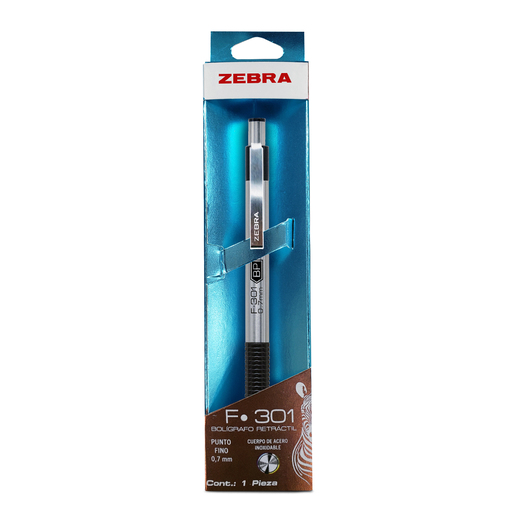Boligrafo fino Zebra con cuerpo metalico de diseno elegante y escritura suave. Tinta de trazo uniforme para una experiencia comoda y precisa. Acabado en negro. Ideal para uso ejecutivo, regalo o detal