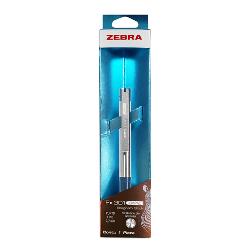 Boligrafo fino Zebra con cuerpo metalico de diseno elegante y escritura suave. Tinta de trazo uniforme para una experiencia comoda y precisa. Acabado en azul. Ideal para uso ejecutivo, regalo o detall