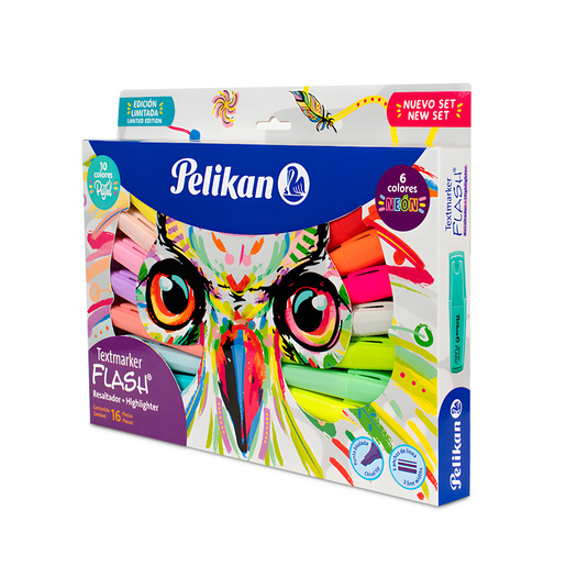Marcatextos marca Pelikan con tinta fluorescente para resaltar información clave en libros, apuntes y documentos. Trazo uniforme que no traspasa el papel.