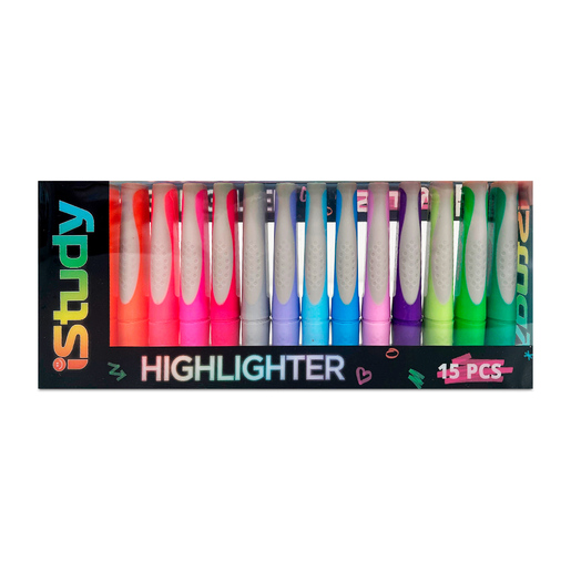 Marcatextos marca iStudy con tinta fluorescente para resaltar informacion clave en libros, apuntes y documentos. Trazo uniforme que no traspasa el papel.
