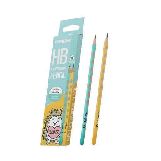 Lapices de grafito marca Top Team para escritura y dibujo. Mina resistente con trazo uniforme y oscuro, facil de borrar. Acabado clasico para uso escolar y de oficina.