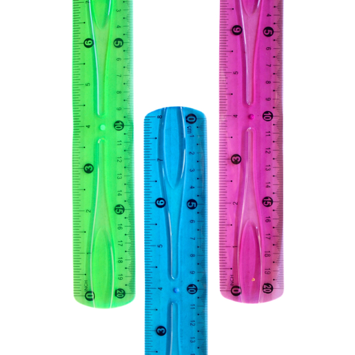 REGLA FLEXIBLE ISTUDY NEON 20CM COLORES: ROSADO, VERDE, AZUL