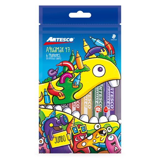 Marcadores marca Artesco con tinta de alta cobertura y colores vibrantes. Versatiles para escuela, oficina, arte y manualidades.