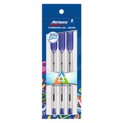 Bolígrafo de gel marca Artesco con tinta fluida y secado rápido. Trazo nítido y constante, ideal para escritura cómoda en clase, oficina y planners.