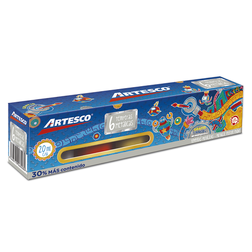 Temperas marca Artesco de colores vibrantes y aplicacion cremosa. Lavables, ideales para proyectos escolares, manualidades y arte infantil.