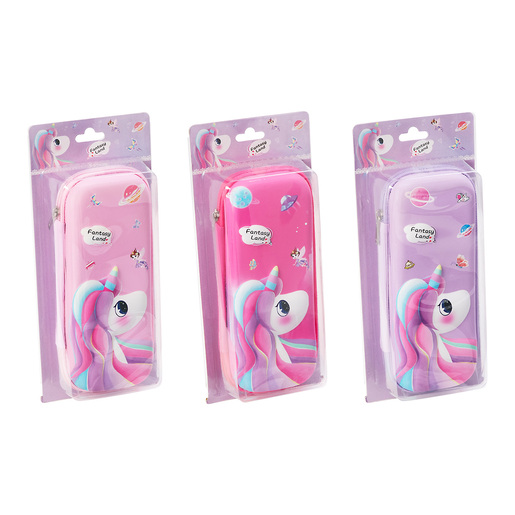 Estuche con diseño unicornio para organizar lápices, bolígrafos y útiles. Cierre seguro y diseño divertido para niños y niñas.