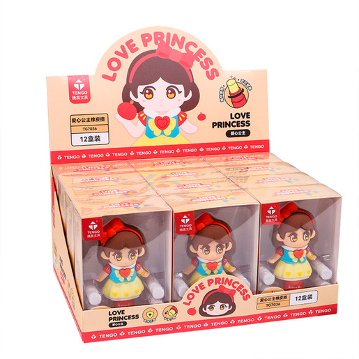 Borrador con diseño princesa de goma suave que elimina trazos de lápiz sin maltratar el papel. Diseño divertido para escuela.