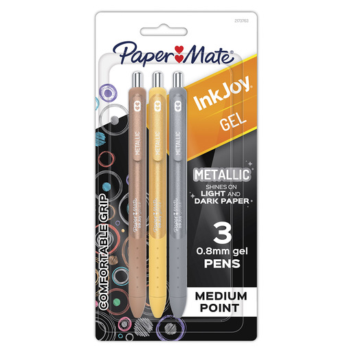 Boligrafo de gel marca Paper Mate con tinta fluida y secado rapido. Trazo nitido y constante, ideal para escritura comoda en clase, oficina y planners.