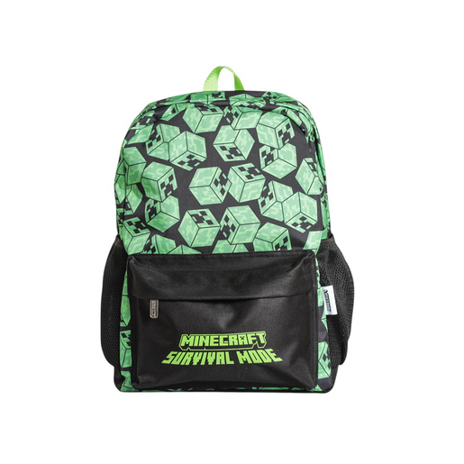 Mochila con diseno Minecraft con compartimentos amplios y diseno comodo. Tirantes acolchados y materiales resistentes para uso diario en escuela.