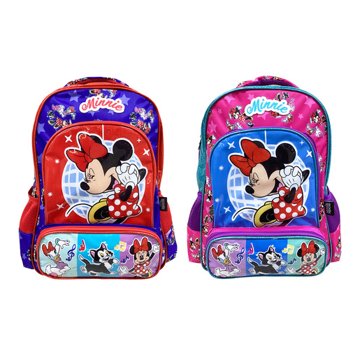 Mochila con diseno Disney Minnie con compartimentos amplios y diseno comodo. Tirantes acolchados y materiales resistentes para uso diario en escuela.