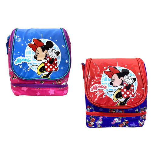 Lonchera con diseno Disney Minnie con interior que conserva la temperatura de los alimentos. Materiales resistentes y faciles de limpiar, perfecta para escuela.