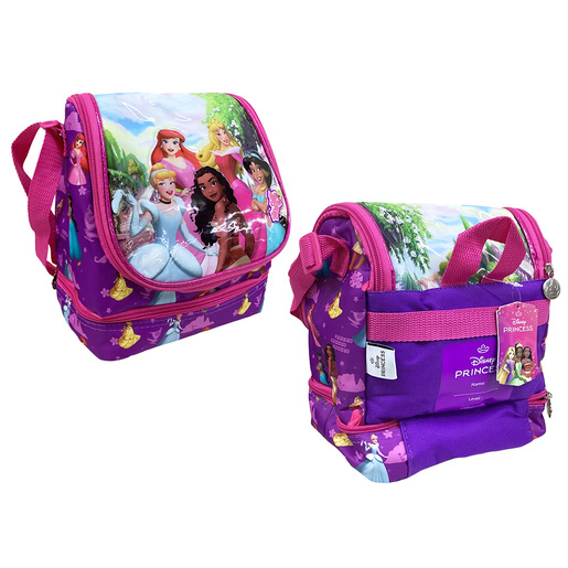 Lonchera con diseno Disney Princesas con interior que conserva la temperatura de los alimentos. Materiales resistentes y faciles de limpiar, perfecta para escuela.