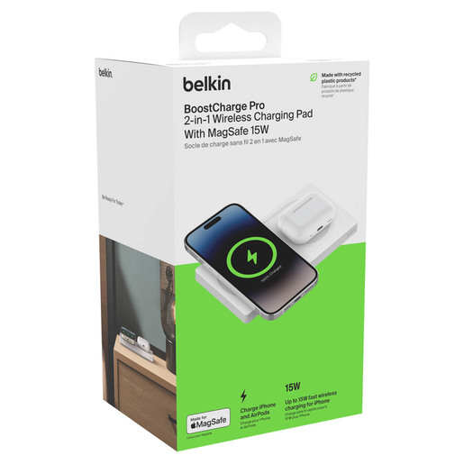 PAD MAGSAFE 2 EN 1 IPHONE 12-13-14-AIRPODS BLANCO