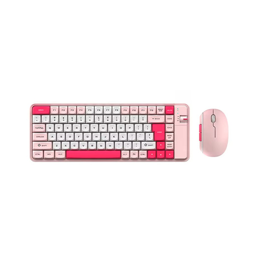 SET TECLADO Y MOUSE DUAL-MODE KEYBOARD COLOR ROSA, BLANCO CON FUSCIA QW07