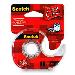 SCOTCH CINTA CRISTAL CON DISPENSADOR, 19 MM X 20 M